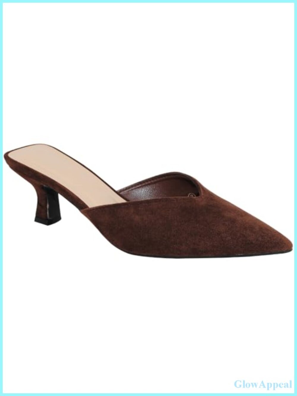Women's Pointed Toe Mules Kitten Heel Slip-On Suede